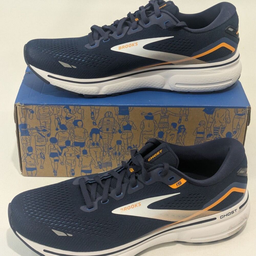 Brooks Ghost 15‎ Men's Running Shoes Navy Orange Size 9.5 D